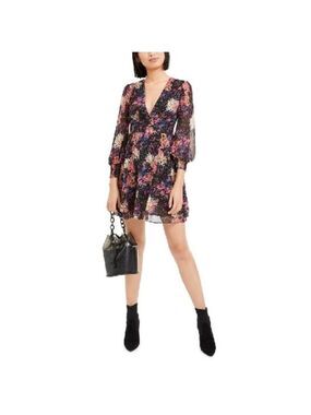 Bar III Confetti Printed Blouson-Sleeve Dress
